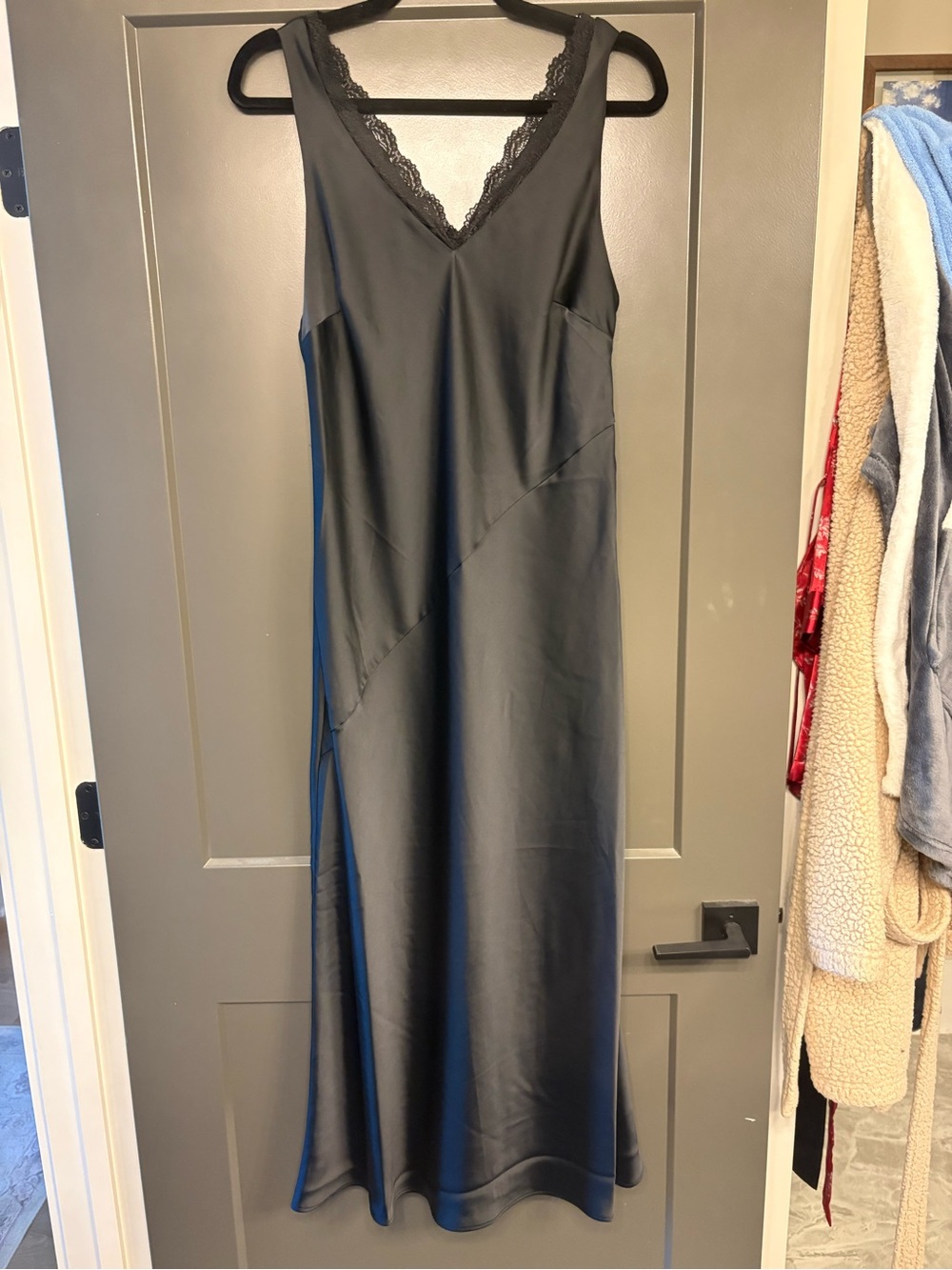Nicole Miller Black Lace-Trim V-Neck Midi Dress